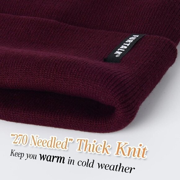 Furtalk Unisex Knit Beanie Acrylic Soft  Warm Winter Hats Pull-On Closure - Picture 2 of 6